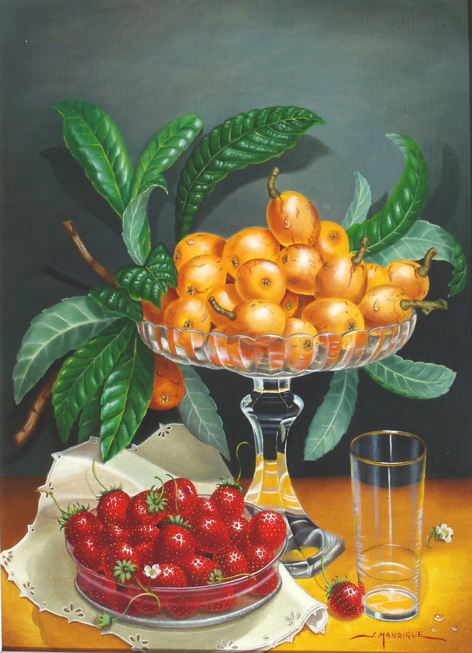 Pie de postre con nisperos