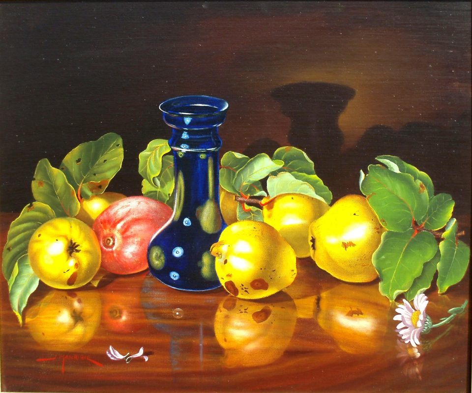 Membrillos con Jarrón Azul