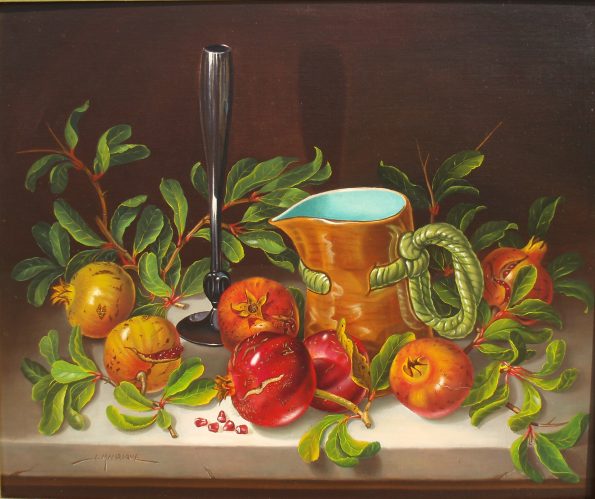 Granadas y jarra de barro