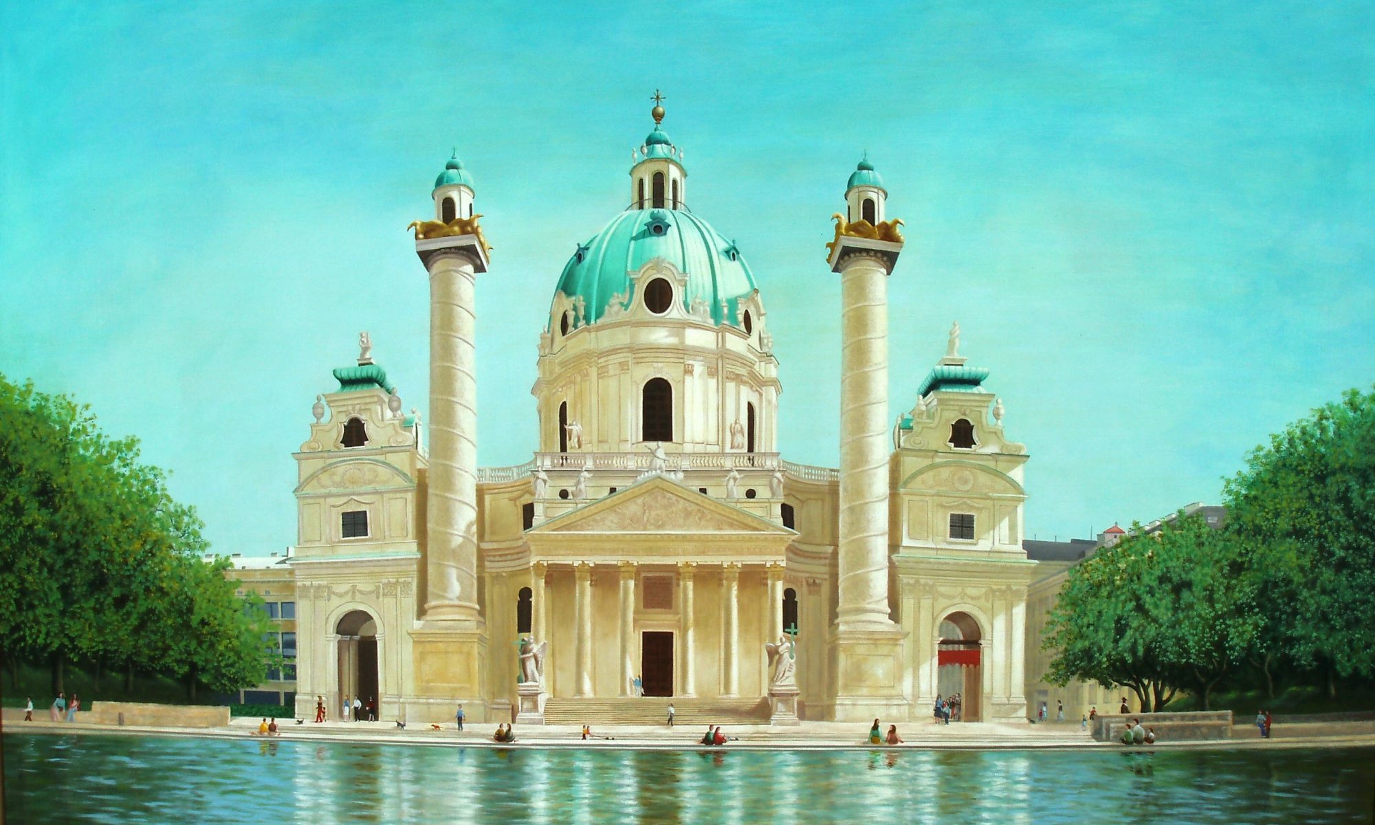 Painting Iglesia de San Carlos en Viena